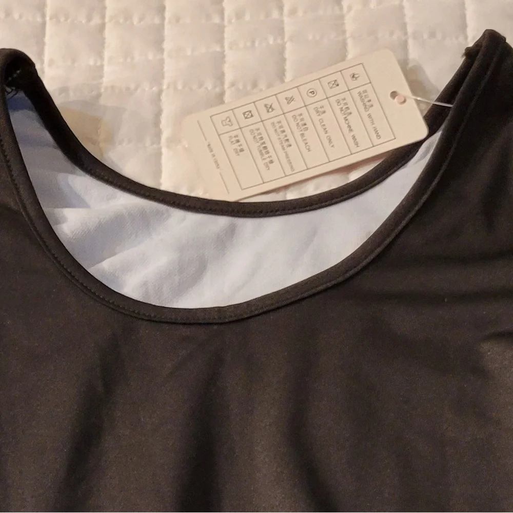 Girls Long Sleeve White Blue‎ Waves Dance Gymnastics Black Leotard Sparkle Shine